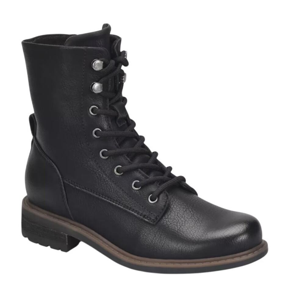 B.O.C Womens Born Concept Carter Combat Boot Size 6 M Black Vegan Leather EUC